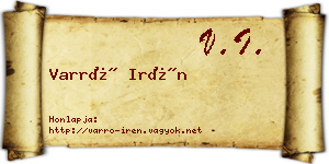 Varró Irén névjegykártya